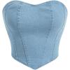 imageMilumia Womens Denim Tube Top Zipper Back Hanky Strapless Bandeau Jean Crop TopLight Blue