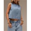 imageMilumia Womens Denim Vest Tank Top Sleeveless Round Neck Loose Fit Casual Jean Vests StreetwearLight Wash