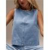imageMilumia Womens Denim Vest Tank Top Sleeveless Round Neck Loose Fit Casual Jean Vests StreetwearLight Wash