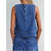 imageMilumia Womens Denim Vest Tank Top Sleeveless Round Neck Loose Fit Casual Jean Vests StreetwearMedium Wash Blue