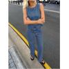 imageMilumia Womens Denim Vest Tank Top Sleeveless Round Neck Loose Fit Casual Jean Vests StreetwearWash Blue