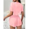 imageMilumia Womens Drop Sleeve 2 Piece Mesh Outfit Crop Top and Shorts Lounge SetPink
