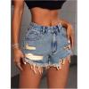 imageMilumia Womens Drop Waist Jean Shorts Ripped Distressed Raw Hem Denim ShortsBlue