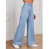 imageMilumia Womens Elastic High Waist Wide Leg Pants Classic Denim Jeans with Pockets Light Wash Blue XSmall