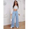 imageMilumia Womens Elastic High Waist Wide Leg Pants Classic Denim Jeans with Pockets Light Wash Blue XSmall