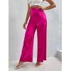 imageMilumia Womens Elegant Satin High Waisted Wide Leg Pants Zip Back Long Trousers Hot Pink
