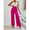 imageMilumia Womens Elegant Satin High Waisted Wide Leg Pants Zip Back Long Trousers Hot Pink