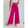 imageMilumia Womens Elegant Satin High Waisted Wide Leg Pants Zip Back Long Trousers Hot Pink