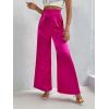 imageMilumia Womens Elegant Satin High Waisted Wide Leg Pants Zip Back Long Trousers Hot Pink