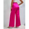 imageMilumia Womens Elegant Satin High Waisted Wide Leg Pants Zip Back Long Trousers Hot Pink