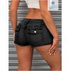 imageMilumia Womens Frayed Hem Mini Denim Shorts Low Waisted Jean Shorts Going OutBlack