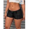 imageMilumia Womens Frayed Hem Mini Denim Shorts Low Waisted Jean Shorts Going OutBlack