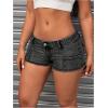 imageMilumia Womens Frayed Hem Mini Denim Shorts Low Waisted Jean Shorts Going OutDark Grey