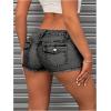 imageMilumia Womens Frayed Hem Mini Denim Shorts Low Waisted Jean Shorts Going OutDark Grey