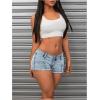 imageMilumia Womens Frayed Hem Mini Denim Shorts Low Waisted Jean Shorts Going OutLight Wash