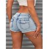 imageMilumia Womens Frayed Hem Mini Denim Shorts Low Waisted Jean Shorts Going OutLight Wash
