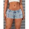 imageMilumia Womens Frayed Hem Mini Denim Shorts Low Waisted Jean Shorts Going OutLight Wash