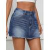 imageMilumia Womens High Waist Bodycon Denim Mini Skirt Y2K Raw Hem Jean SkirtBlue