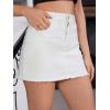 imageMilumia Womens High Waist Bodycon Denim Mini Skirt Y2K Raw Hem Jean SkirtWhite Solid