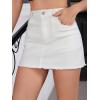 imageMilumia Womens High Waist Bodycon Denim Mini Skirt Y2K Raw Hem Jean SkirtWhite Solid