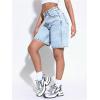 imageMilumia Womens High Waist Washed Denim Shorts Straight Leg Bermuda Jean ShortsBlue