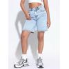 imageMilumia Womens High Waist Washed Denim Shorts Straight Leg Bermuda Jean ShortsBlue