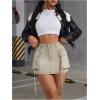 imageMilumia Womens High Waisted Cargo Denim Skirt Y2K Bodycon Jean Mini Skirts Brown XSmall