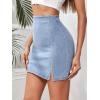 imageMilumia Womens High Waisted Slit Hem Bodycon Denim Skirt Zip Back Mini Skirt Light Blue XXLarge