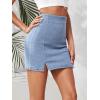 imageMilumia Womens High Waisted Slit Hem Bodycon Denim Skirt Zip Back Mini Skirt Light Blue XXLarge