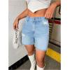 imageMilumia Womens High Waisted Straight Leg Jean Shorts Raw Hem Denim ShortsBlue