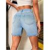 imageMilumia Womens High Waisted Straight Leg Jean Shorts Raw Hem Denim ShortsBlue