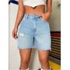 imageMilumia Womens High Waisted Straight Leg Jean Shorts Raw Hem Denim ShortsBlue