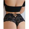imageMilumia Womens Lace Boyshorts Panties Criss Cross Back Cheeky Brief UnderwearBlack