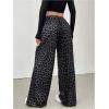 imageMilumia Womens Leopard Elastic Waist Sweatpants Straight Wide Leg Pant TrousersBlue