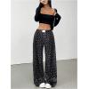 imageMilumia Womens Leopard Elastic Waist Sweatpants Straight Wide Leg Pant TrousersBlue