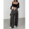 imageMilumia Womens Leopard Elastic Waist Sweatpants Straight Wide Leg Pant TrousersGrey