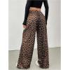 imageMilumia Womens Leopard Elastic Waist Sweatpants Straight Wide Leg Pant TrousersMulti Brown