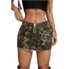 imageMilumia Womens Leopard Print Bodycon Mini Skirt Cheetah Low Waisted Denim Skirt with PocketBrown