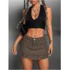 imageMilumia Womens Leopard Print Bodycon Mini Skirt Cheetah Low Waisted Denim Skirt with PocketDark Brown