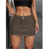 imageMilumia Womens Leopard Print Bodycon Mini Skirt Cheetah Low Waisted Denim Skirt with PocketDark Brown