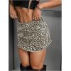 imageMilumia Womens Leopard Print Bodycon Mini Skirt Cheetah Low Waisted Denim Skirt with PocketGrey