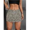 imageMilumia Womens Leopard Print Bodycon Mini Skirt Cheetah Low Waisted Denim Skirt with PocketGrey