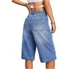 imageMilumia Womens Loose Low Waist Denim Wide Leg Jean Bermuda Shorts Blue 30