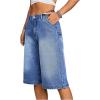 imageMilumia Womens Loose Low Waist Denim Wide Leg Jean Bermuda Shorts Blue 30