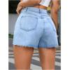 imageMilumia Womens Low Waisted Denim Shorts Straight Leg Raw Hem Jean ShortsBlue