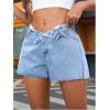 imageMilumia Womens Low Waisted Denim Shorts Straight Leg Raw Hem Jean ShortsBlue