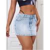 imageMilumia Womens Low Waisted Denim Skirt Going Out Bodycon Mini Jean SkirtsLight Wash