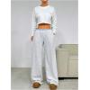 imageMilumia Womens Low Waisted Sweatpants Striped Wide Leg Loose Fit Long PantsGrey