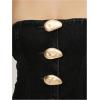 imageMilumia Womens Metal Button Front Denim Tube Top Elegant Sleeveless Bandeau TopsBlack