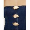 imageMilumia Womens Metal Button Front Denim Tube Top Elegant Sleeveless Bandeau TopsDark Wash
